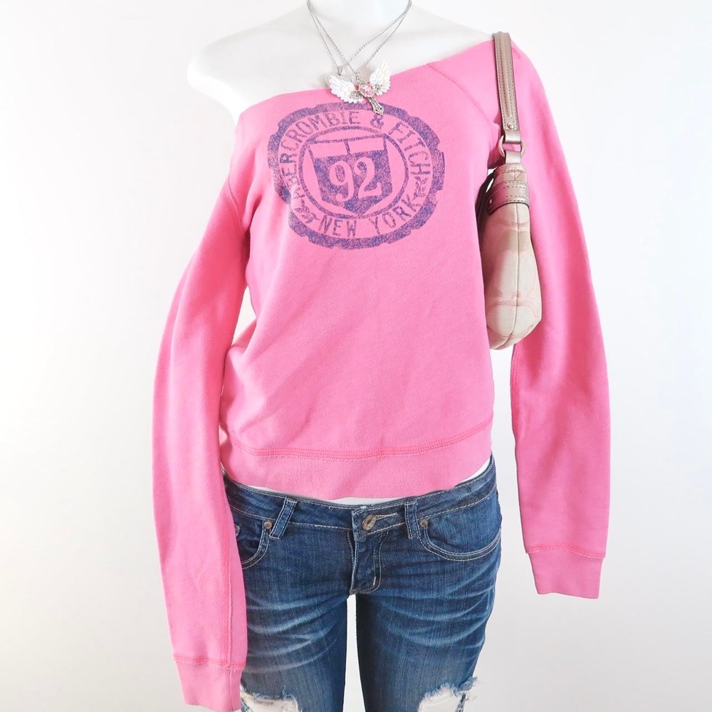 y2k Abercrombie pink route 92 new york graphic sweatshirt